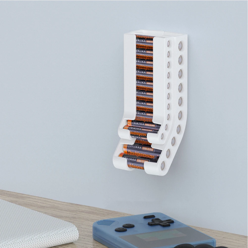 Battery Storage Organizer Wall Mount AA & AAA for COMBO Small Battery Keeper Battery Container for 10 AAA & 10 AA Batteries