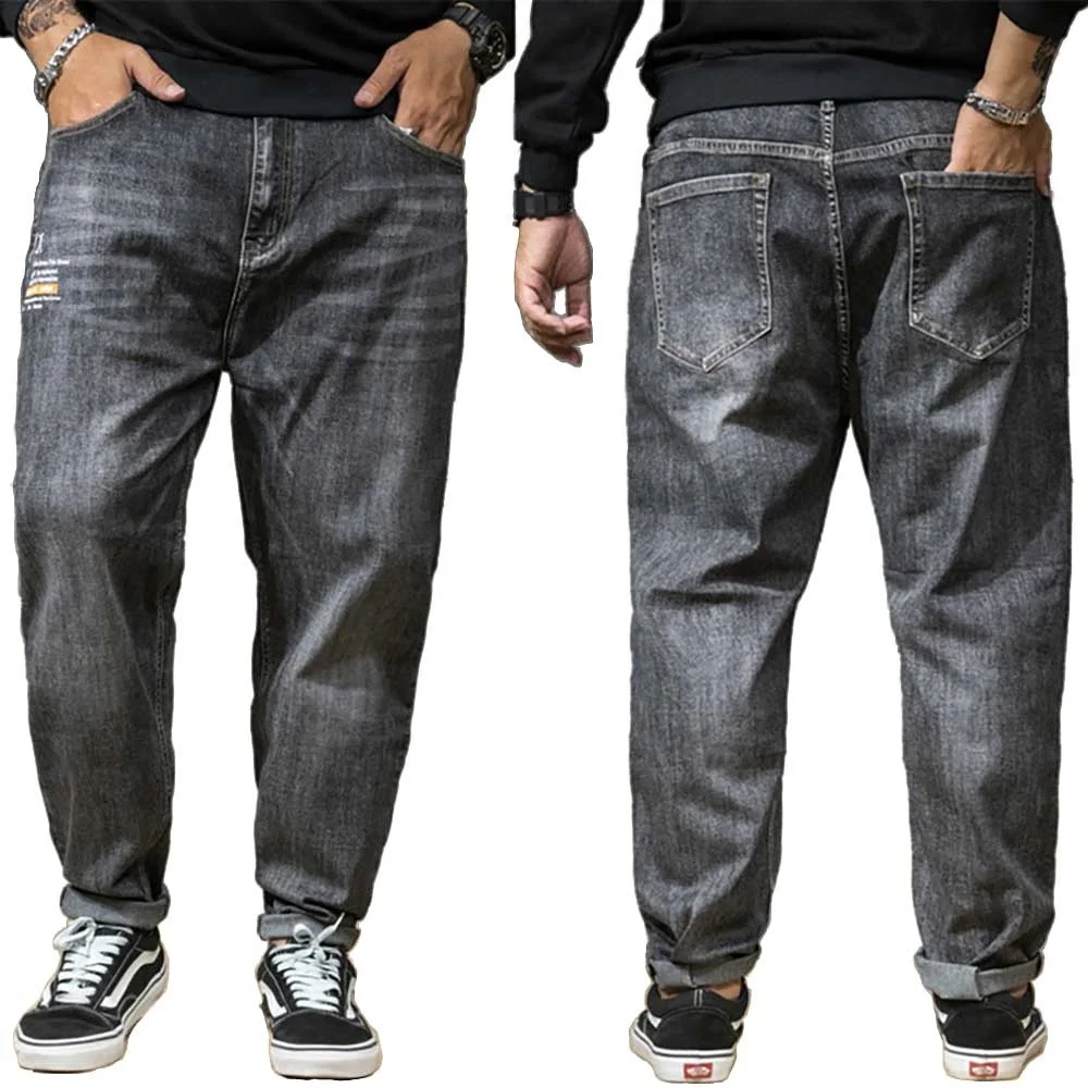 New Fashion Plus Size Jeans Men Casual Denim Pants Loose Baggy Trousers Hiphop Harem Streetwear 44 46 Clothing