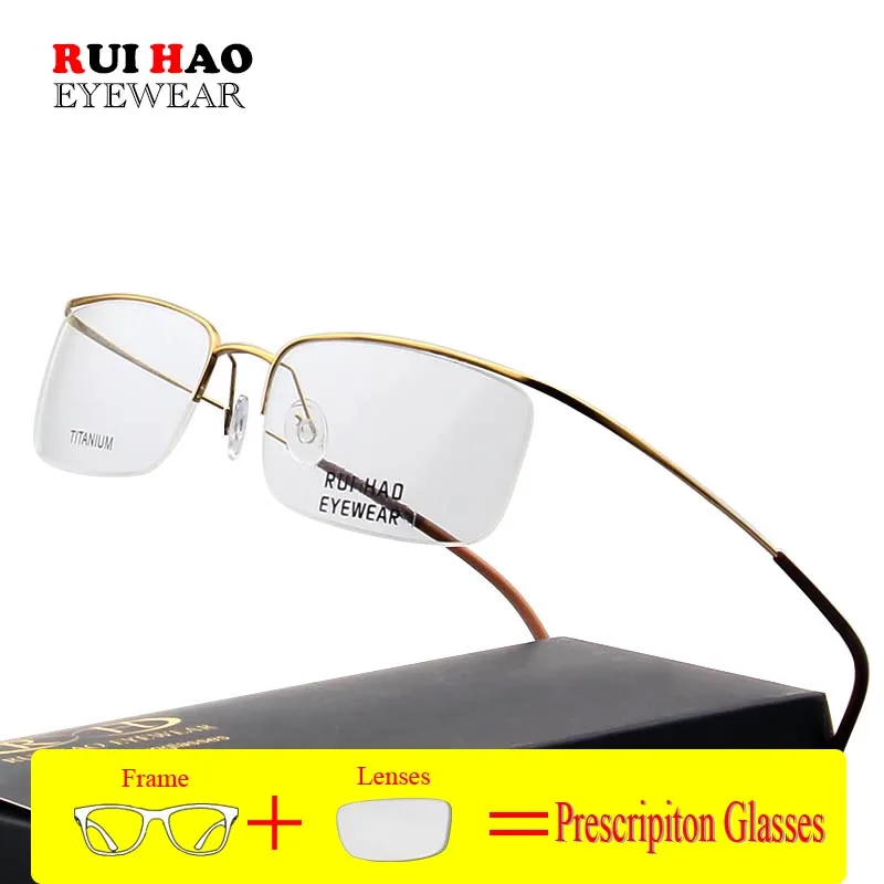 Unisex Pure Titanium Prescription Eyeglasses Customizable High Elasticity Frame Fill Resin Lenses Personalized Spectacles