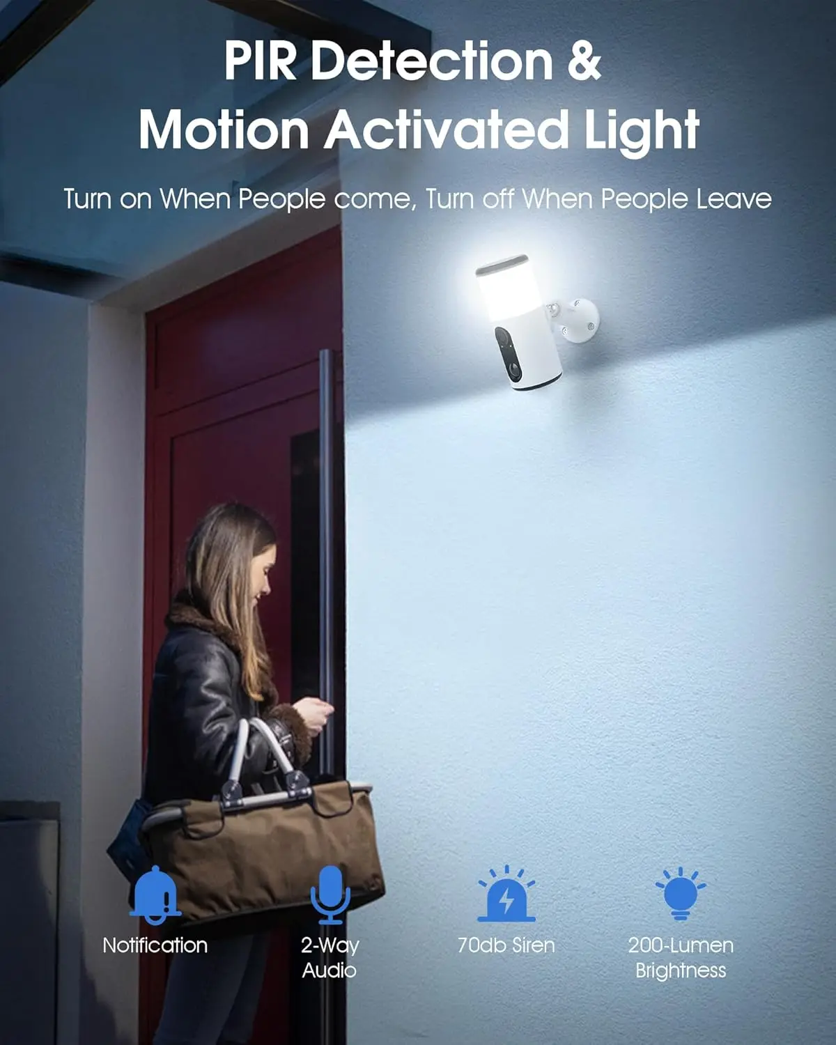 ANRAN 2K Solar Security Camera,Wireless WiFi Floodlight Camera Outdoor,Color Night Vision,Motion Detection,Spotlight Siren Alarm