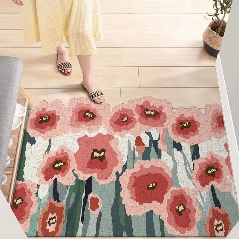 

Nordic Flower Doormat Carpet Kitchen Bathroom Living Room Hallway Corridor Entrance Doormat Non Slip Can Be Cut DIY Mats Carpet