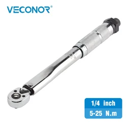 Momentsleutelmoersleutel 1/4 inch aandrijving 5-25N.m Verchroomde spiegel gepolijst met handgereedschap met snelsluiting