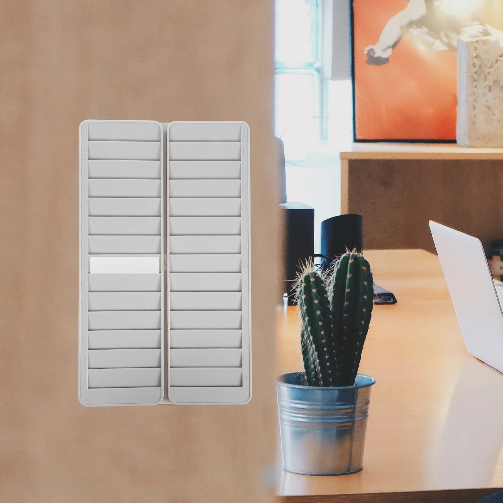 

Card Holder Storage Rack Plastic Material Multi Slots Work Organizer Greeting Cardboard Display Hotel Room Cards Holder Time