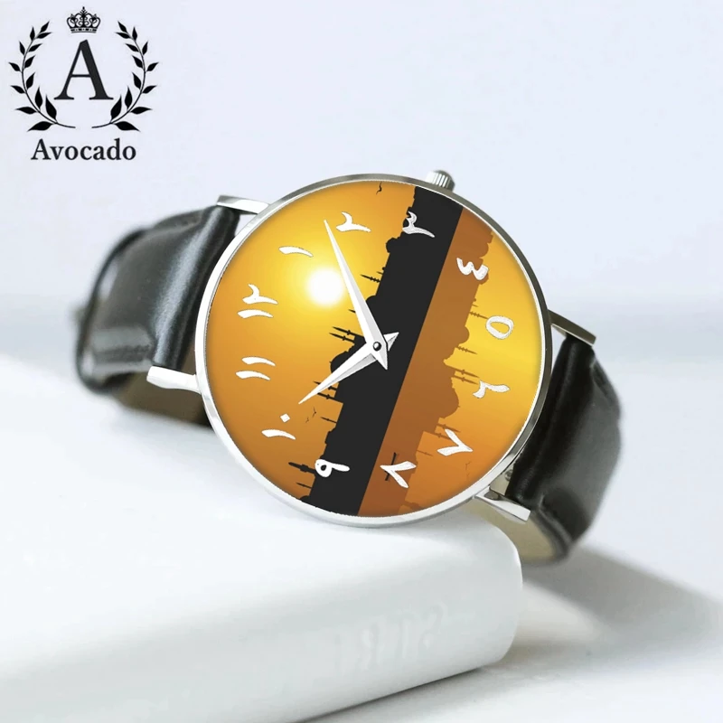 New Arabic Watch For Men Women Islamic Citadel Leather Strap Quartz Movement