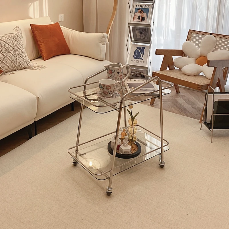 

Household light luxury restaurant trolley dining car hotel commercial cake cart trolley European stainless steel tea trolley