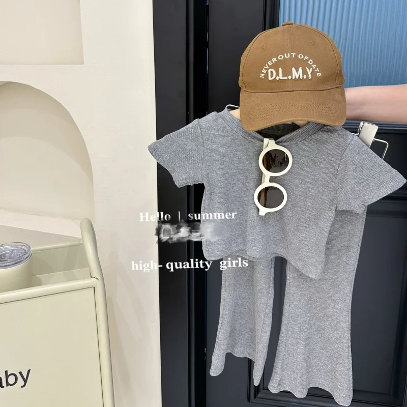 

Internet celebrity children's clothing2024Summer Girls' Suit Casual Soft Baby Girls' Short-Sleeved Shirt Cropped Pants Fashion