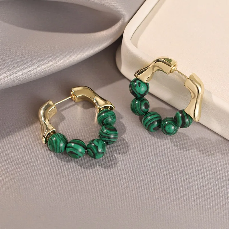 

Серьги в стиле ретро с бирюзовыми вставками, французский дизайн, для создания уникального образа, женские, модные, для интернет-знаменитостей, элегантные