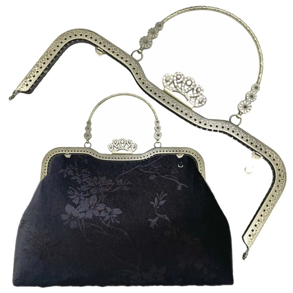 

2PCS 27cm Embossed Metal Handles for Bags Women Handbag Purse Frame Closure Kiss Clasp DIY Sewing Brackets Bag Accessories