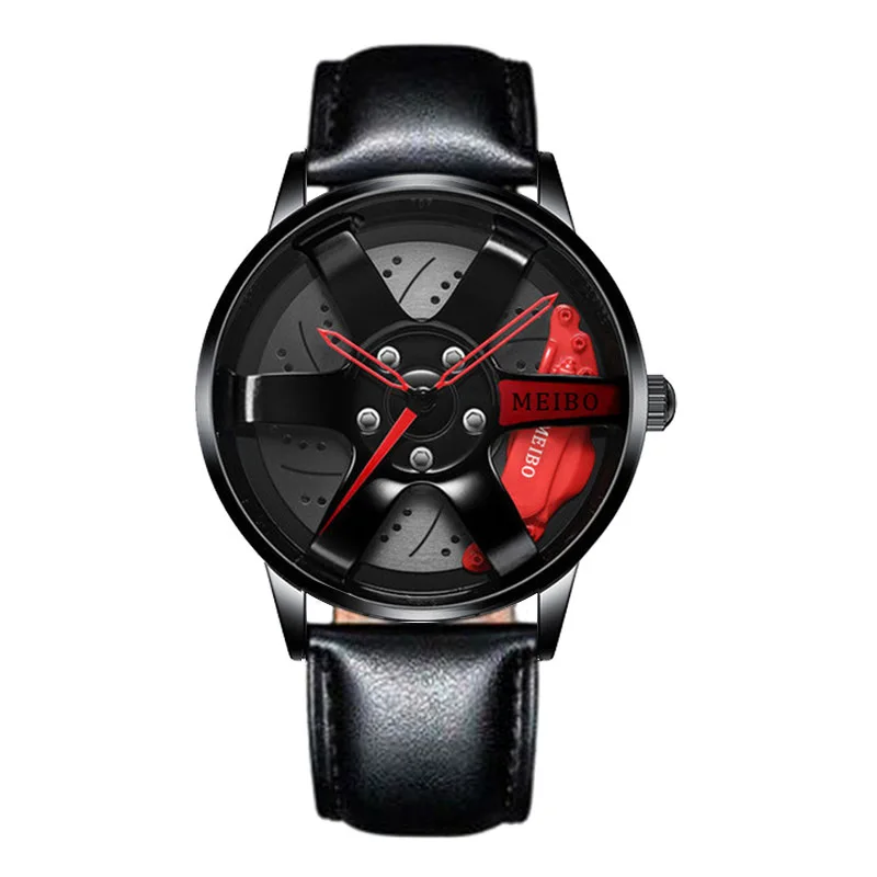 Reloj deportivo de acero inoxidable para hombre, cronógrafo de cuarzo con cubo de rueda de coche, estilo militar, 2024