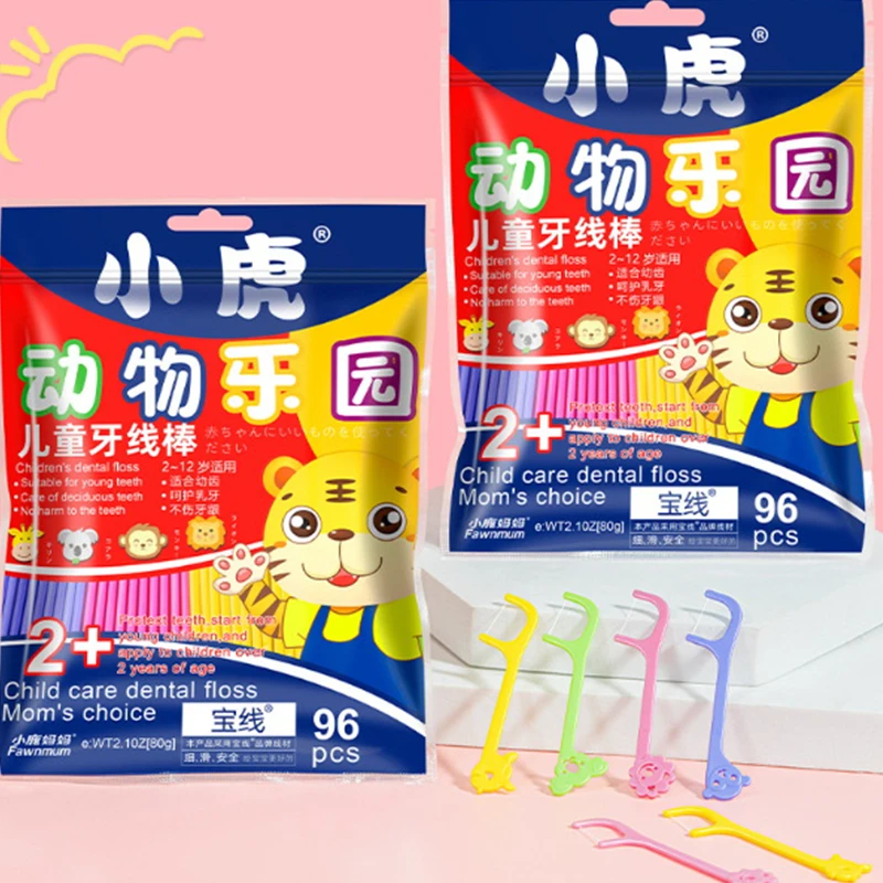 

Childrens Dental Floss 96 Sticks Barrel Colored Floss For Children Cure Dent Teeth Cleaning Orthodontic Interdental Pick