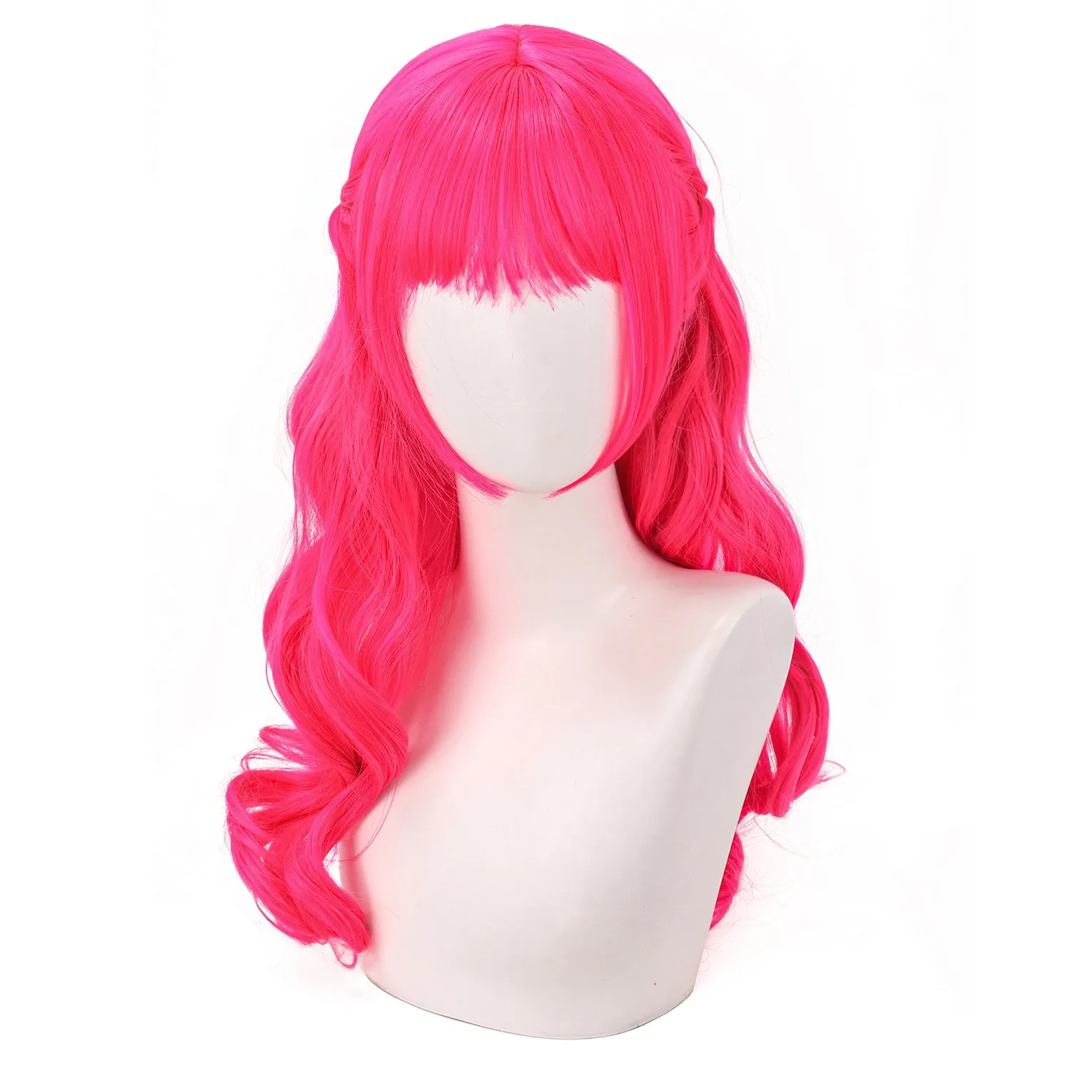 Descendants 5 Wicked Wonderland 60cm Rose Pink Long Wavy Synthetic Hair Cosplay Wigs for Halloween Party Play Role