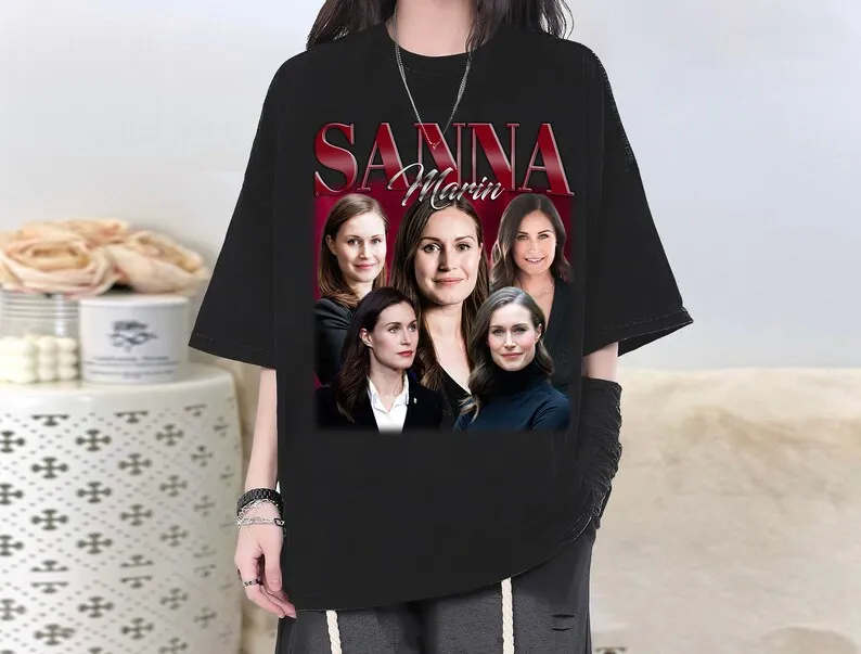 

Sanna Marin T-Shirt, Fan Tee, Actor Sanna Marin Retro Sweater
