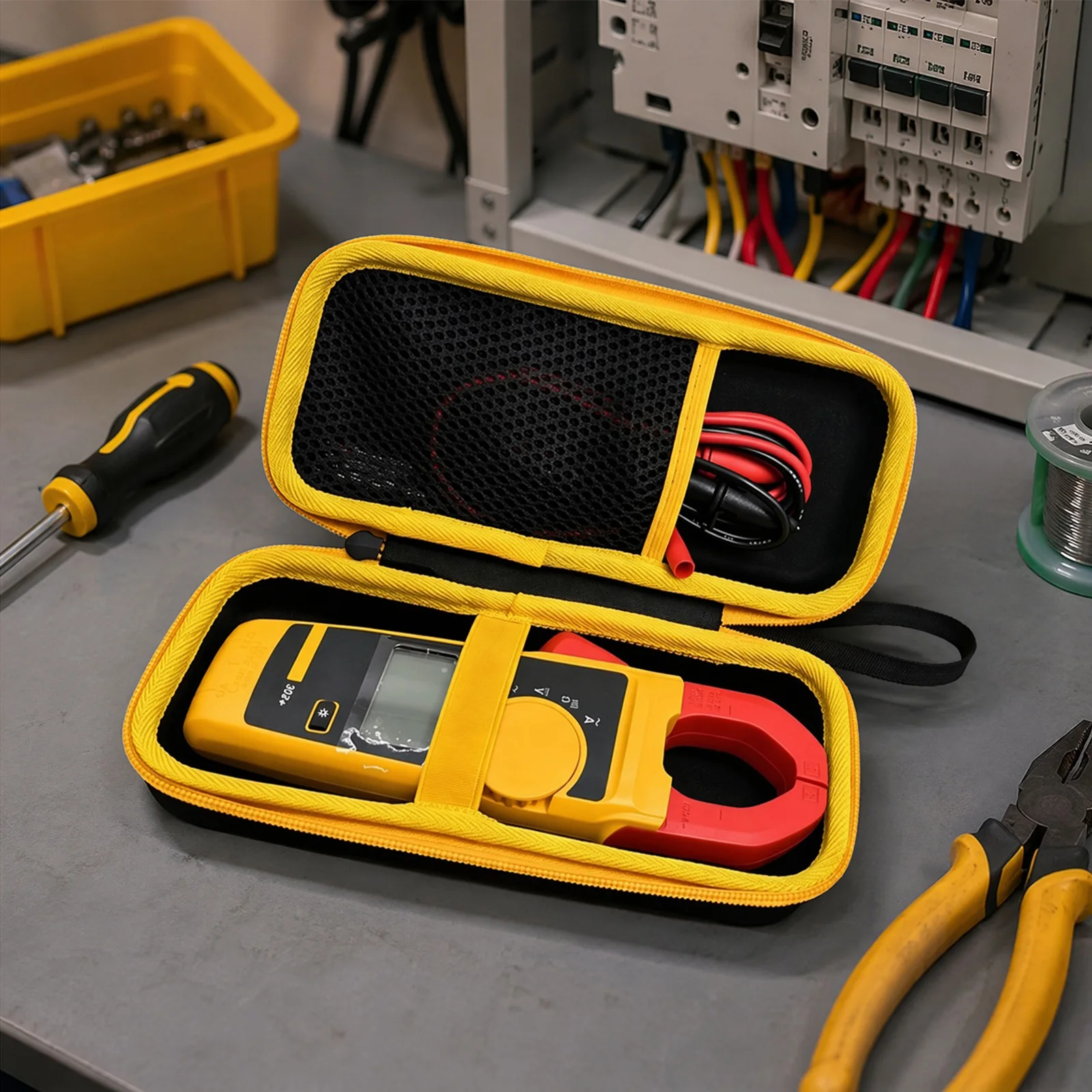 EVA Multimeter Storage Box for Fluke 323/324/325/302 Multimeter Storage Organizer with Portable Handle & Zipper Design