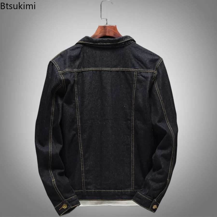 Nuovi uomini di stile coreano nero denim jackes allentato casual risvolto bottoni up cappotti moda versatile maschile Jean top 2025 abbigliamento uomo