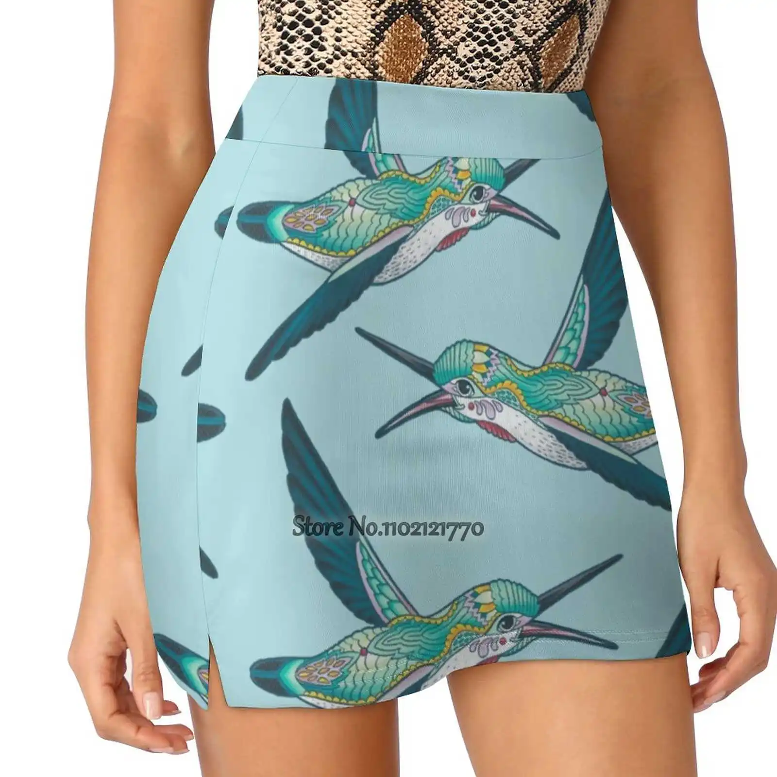 

Женские теннисные юбки Mandala Hummingbird, юбка-штаны для гольфа и бадминтона, спортивные юбки с карманом для телефона, милые юбки с колибри, гуммером, птицей