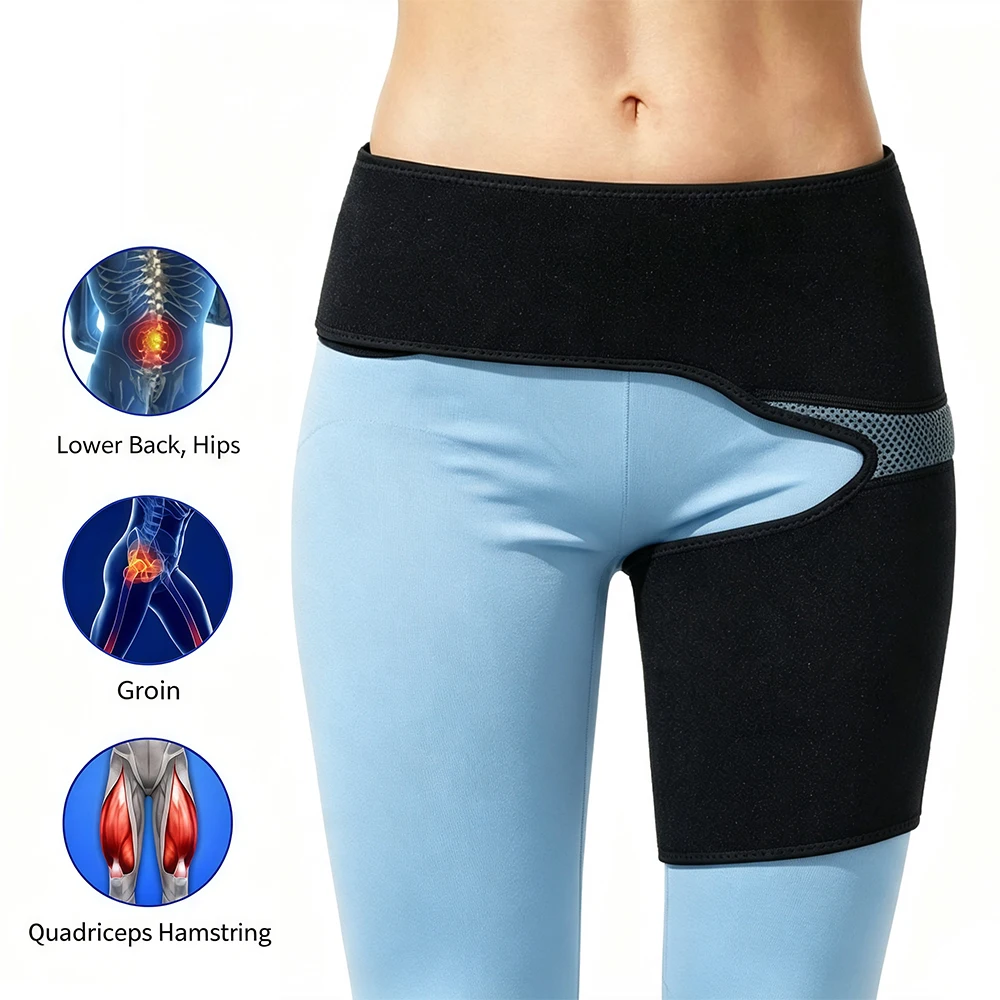 1Pcs Adjustable Hip Groin Brace, Compression Thigh Hamstring Support Wrap for Sciatica Relief, Anti-Strain Sports Hip Protector