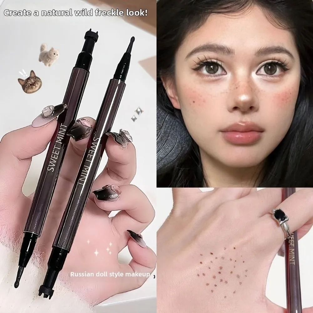 Double-ended Natural Imitation Freckle Pen Non Fading 2 in 1 Mole Marker Long-lasting Waterproof Freckle Dot Pen for Face Makeup