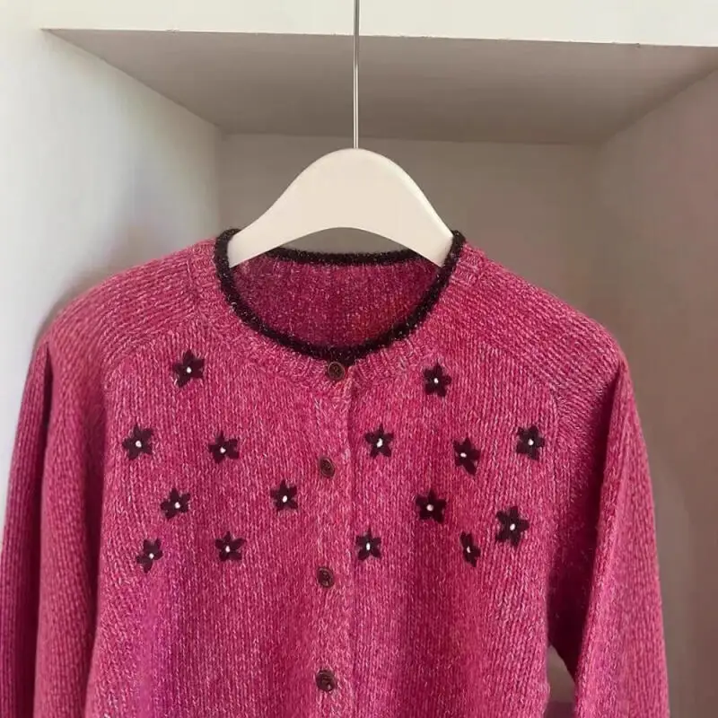 Mädchen Strickjacke Pullover Pullover frauen Herbst Winter Koreanischen Stil Strickwaren Verdicken Stickerei Lose Oberbekleidung Mantel Top