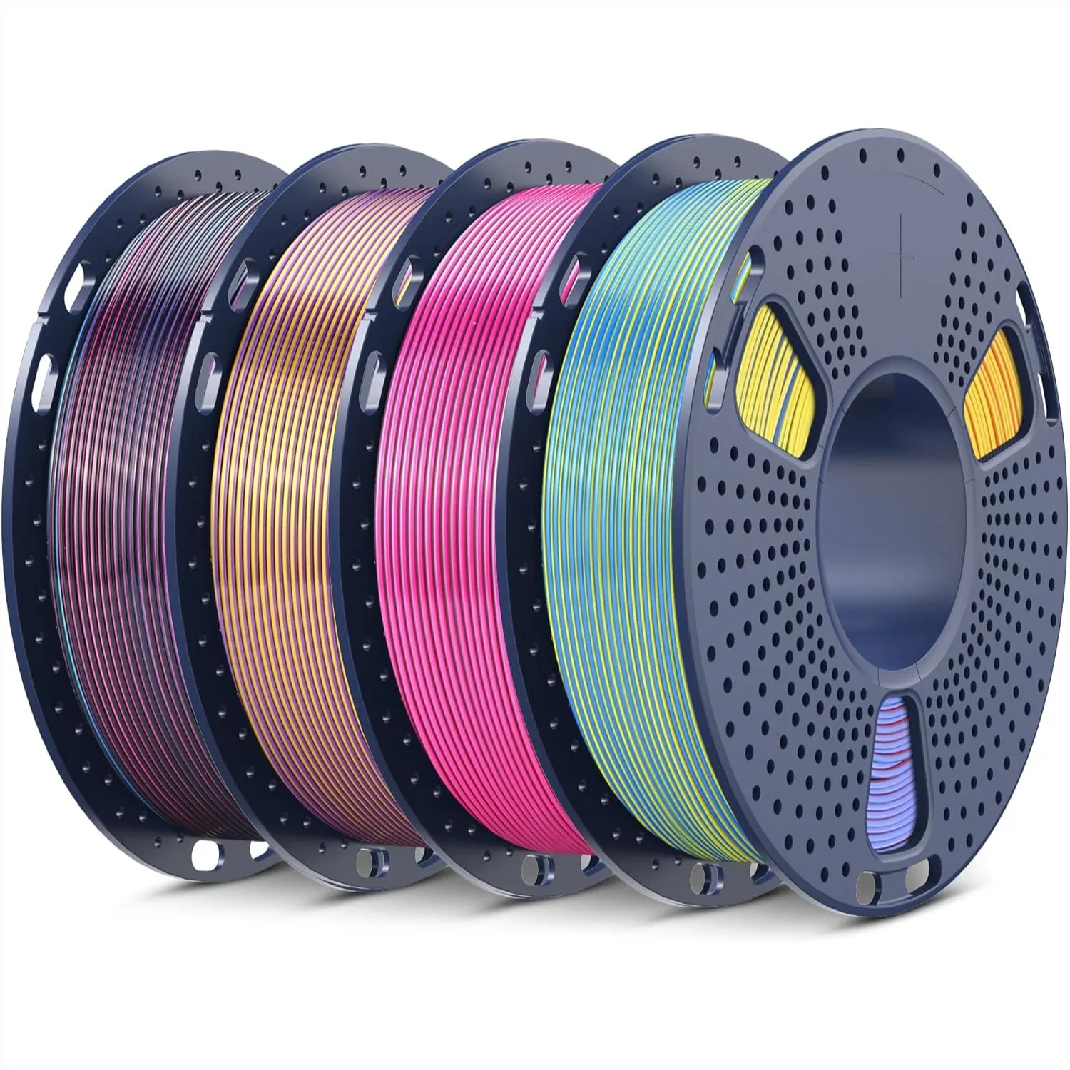 

Silk Quadruple Color PLA Filament Bundle, Multicolor Shiny 3D Printer Filament 1.75mm ±0.02mm, Neatly Wound, 0.25kg per Spool