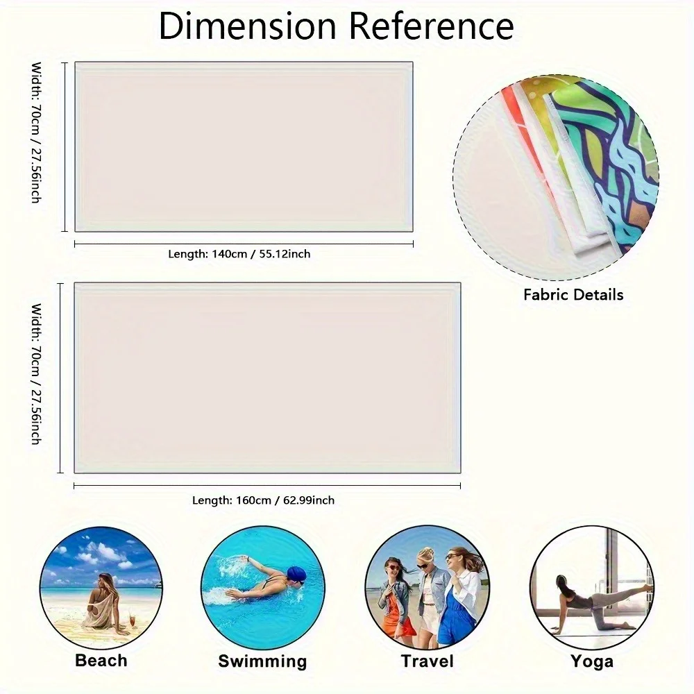Ocean Life Art Beach Towel, Starfish and Shell Cartoon Design Quick-Dry Sand-Free Microfiber Bath Towel for Pool and Bathroom