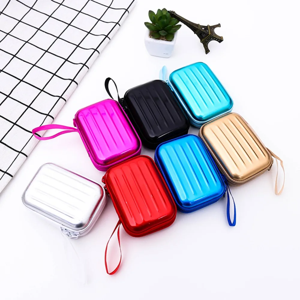 Creative Square Tinplate Coin Purse Headphone Bag Zipper Lipstick Storage Bag Change Purse Wallet Suitcase Wallet Ladies