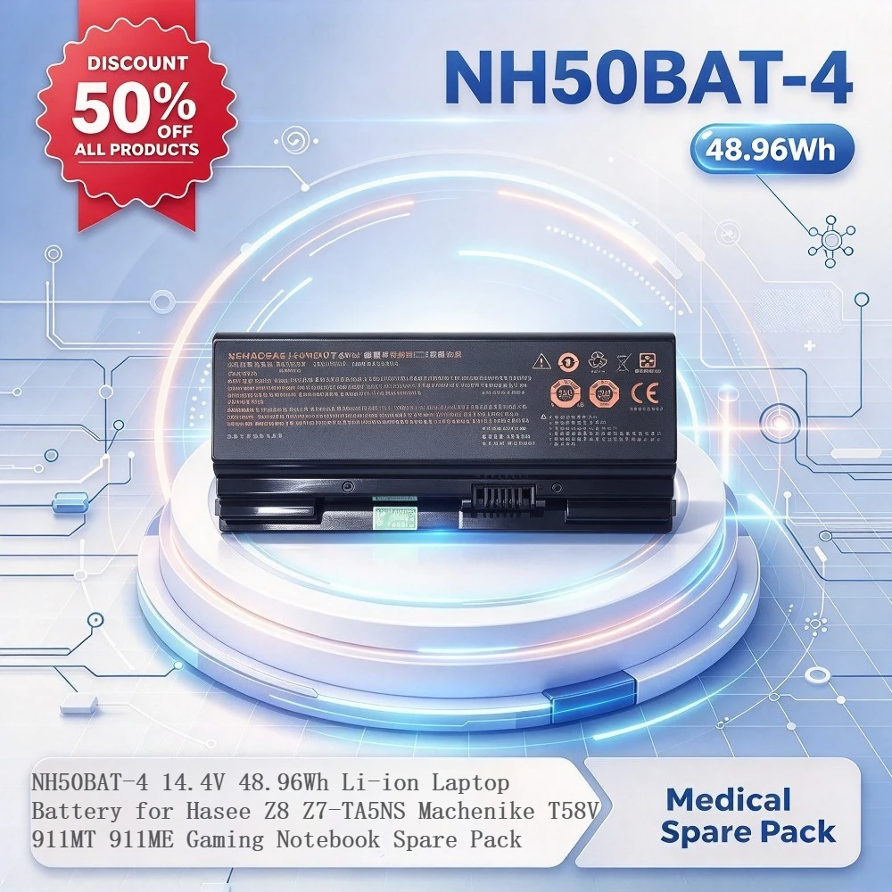 NH50BAT-4 14.4V  48.96Wh Li-ion Laptop Battery for Hasee Z8 Z7-TA5NS Machenike T58V 911MT 911ME Gaming Notebook Spare Pack