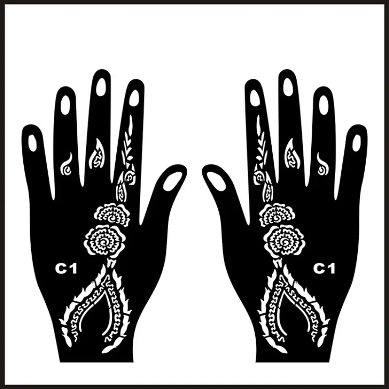 5pcs Palm Temporary Tattoo Template Professional Spray Painting Hollow Hand Shape Large Template Juice Tattoo Body Art Sticker