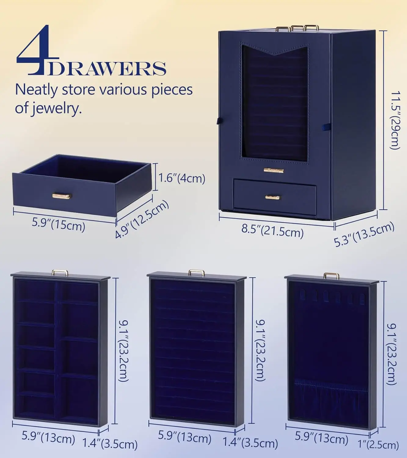 منظم المجوهرات مع خطافات قلادة نافذة شفافة هدية للنساء علبة عرض صندوق المجوهرات لخواتم القلائد #6