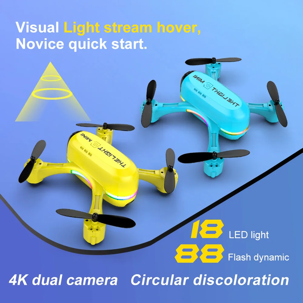 V6 Easy Fly Mini UAV FPV Drone VR With Dual Camera Remote Control Helicopter Toy Gifts RC Quadcopter LED Dynamic Flashing Lights