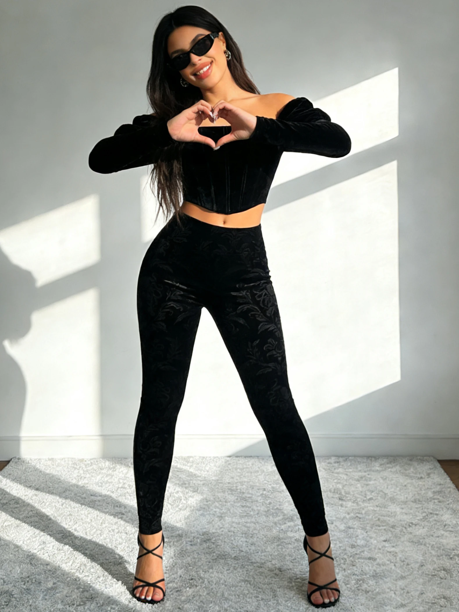 

Женские сексуальные черные бархатные узкие брюки с высокой талией, жаккардовые эластичные леггинсы