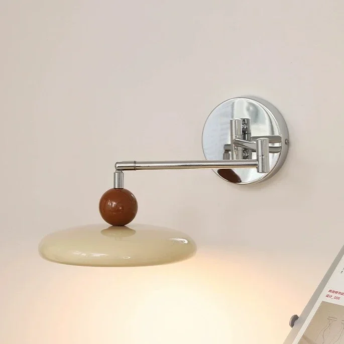 Imagem -04 - Rotatable Long Arm Rocker Wall Lamp French Cream Wind sem Fiação Controle Remoto com Plug Lâmpada de Cabeceira do Quarto