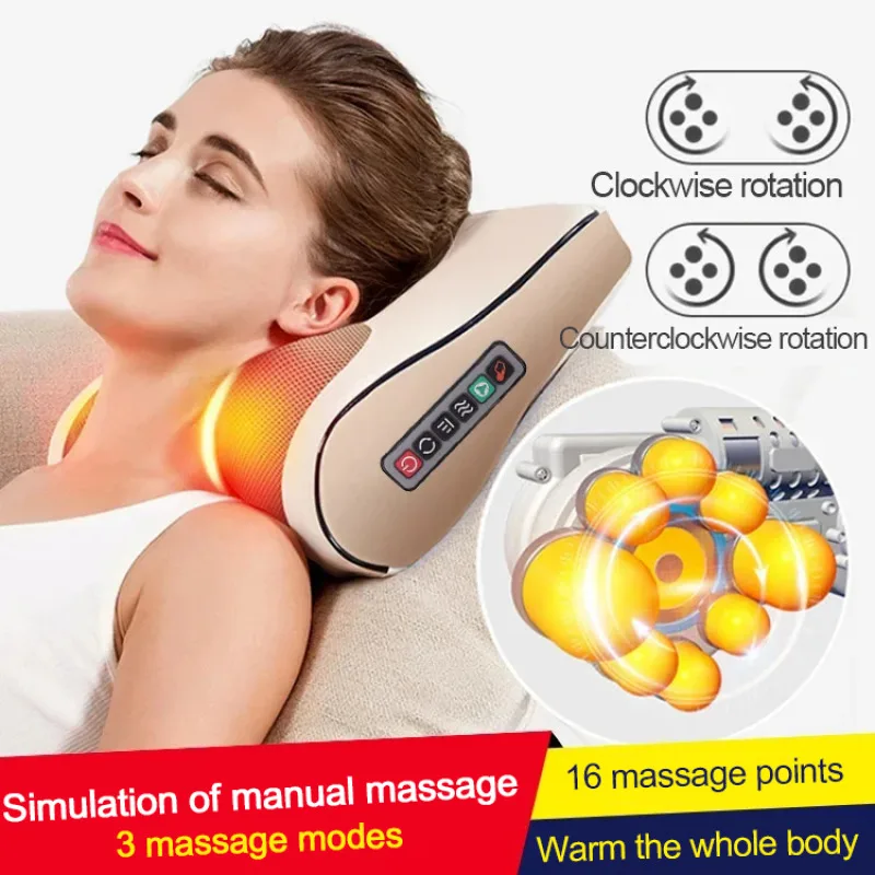 Cervical spine massager head and neck massager Home car heated lumbar waist full body massage pillow