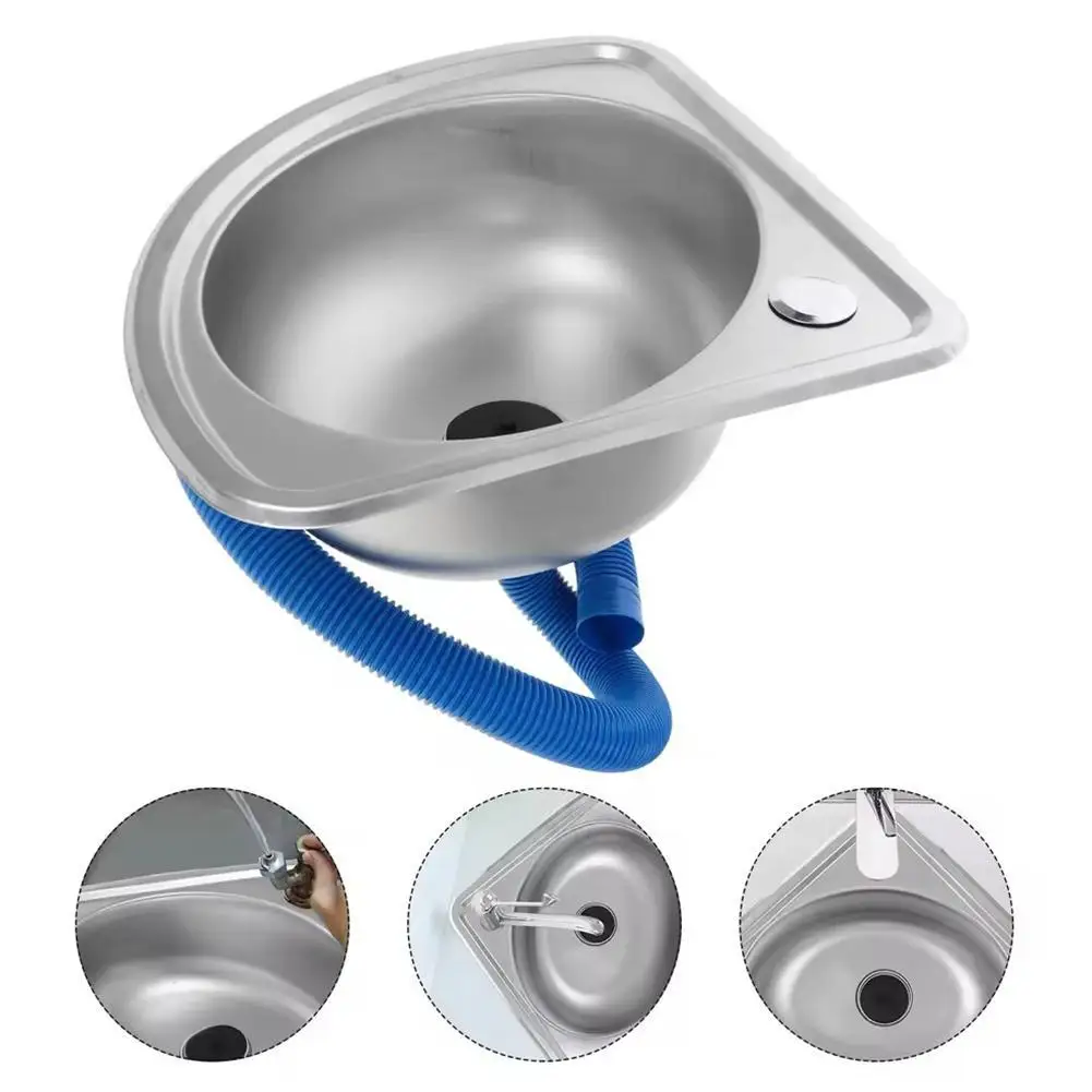 RV Kitchen Sink Stainless Bathroom Basins Camper Vegetable Corner Motorhome Bar Steel Small Single Bowl Drop Tub