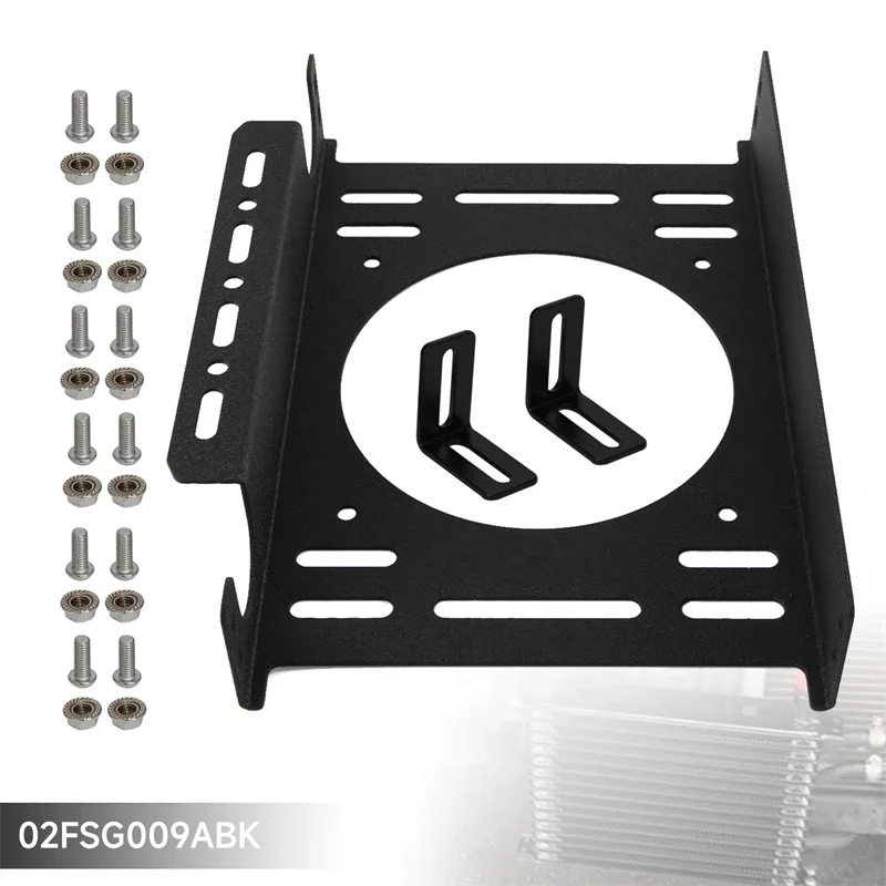 Aluminum 15 Row Oil Cooler Mounting Bracket Kit Transmission Engine Trust Style 262MM Black