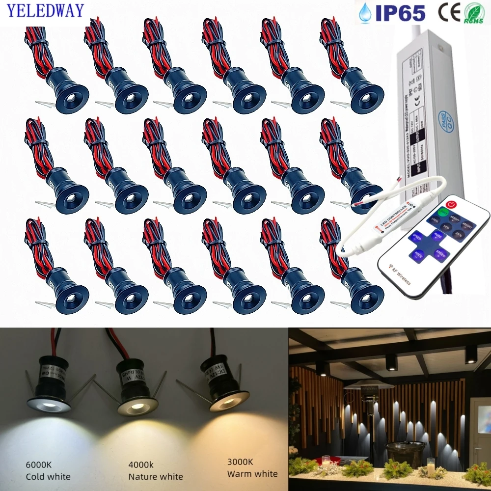 1W Led Spotlights Dimmable Ceiling Down Lights Aluminum Mini Spot LED Lights Recessed Downlight with Remote Control Driver 220V