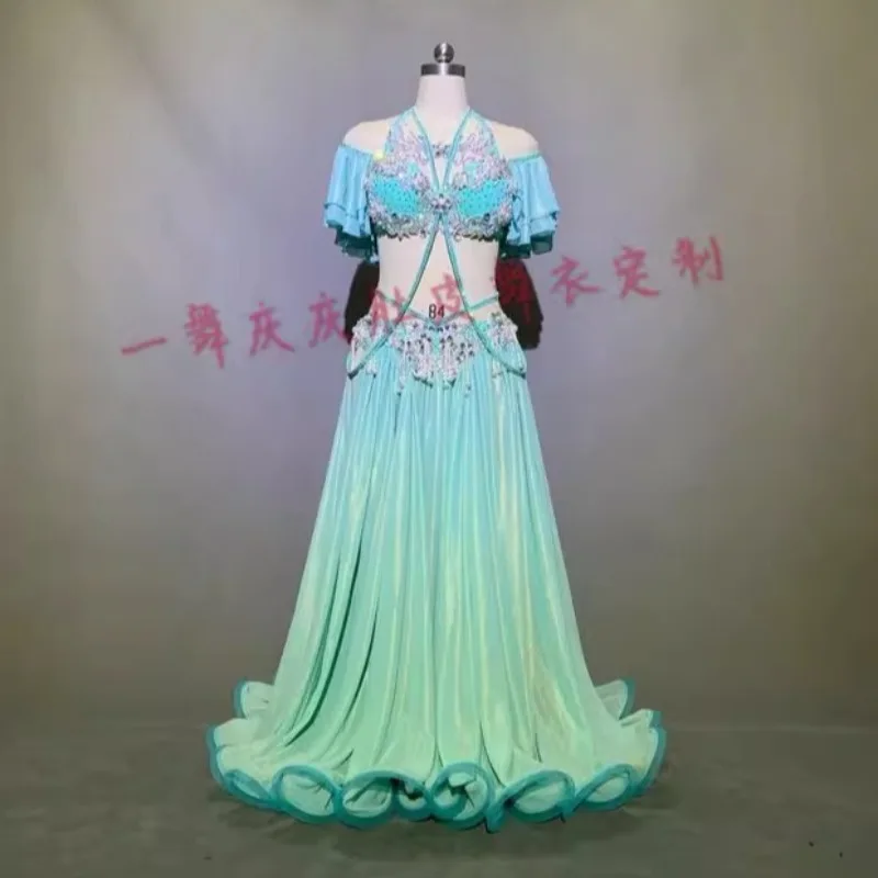 Sukienka do tańca brzucha na zamówienie, damski kostium do tańca orientalnego, indyjskiego i egipskiego, duża spódnica, otwarty biustonosz do tańca brzucha.