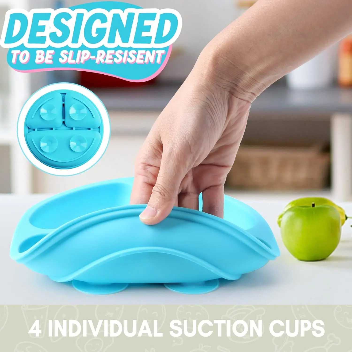 Baby silicone dinner plate integrated infant tableware with suction cup anti-slip and anti-drop children\'s feeding bowl