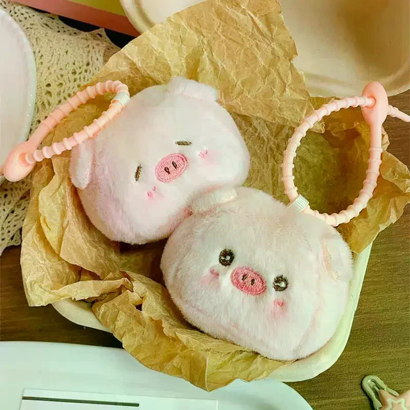 لطيف الكرتون ليتل خنزير باوزي دمية أفخم قلادة المفاتيح Kawaii الحيوان أفخم خنزير ظهره تزيين مُثبت اكسسوارات هدية