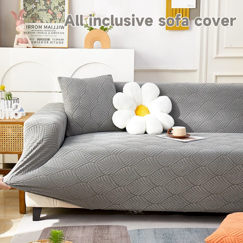 Stretch Jacquard Sofa Cover Full Slipcover Machine Washable Anti-Slip Cat Scratch Resistant Four Season Protector Sectional