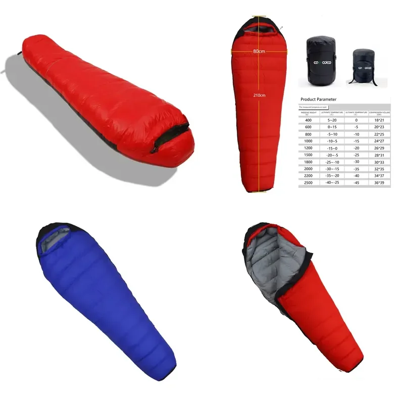 OEM Lightweight Warmth Premium 1800g Duck Down Winter Camping Sleeping Bag