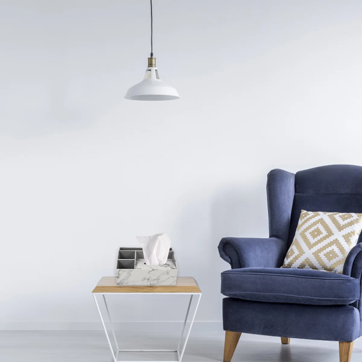 

1 pc Marble Vein Tissue Box Holder Desktop Organizer With 3 Compartments Multifunctional Storage For Home Hotel Office