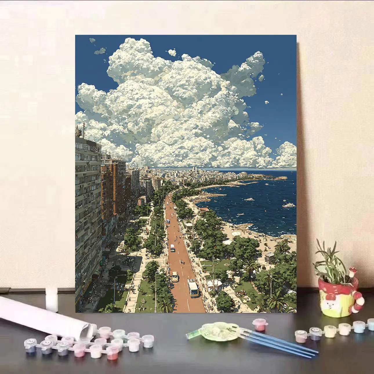 DIY Ölgemälde nach Zahlen: Gedrängtes Hausmotiv – Handgemaltes Acryl-Ölgemälde, einzigartiges Geschenk, Wandkunst, Heimdekoration