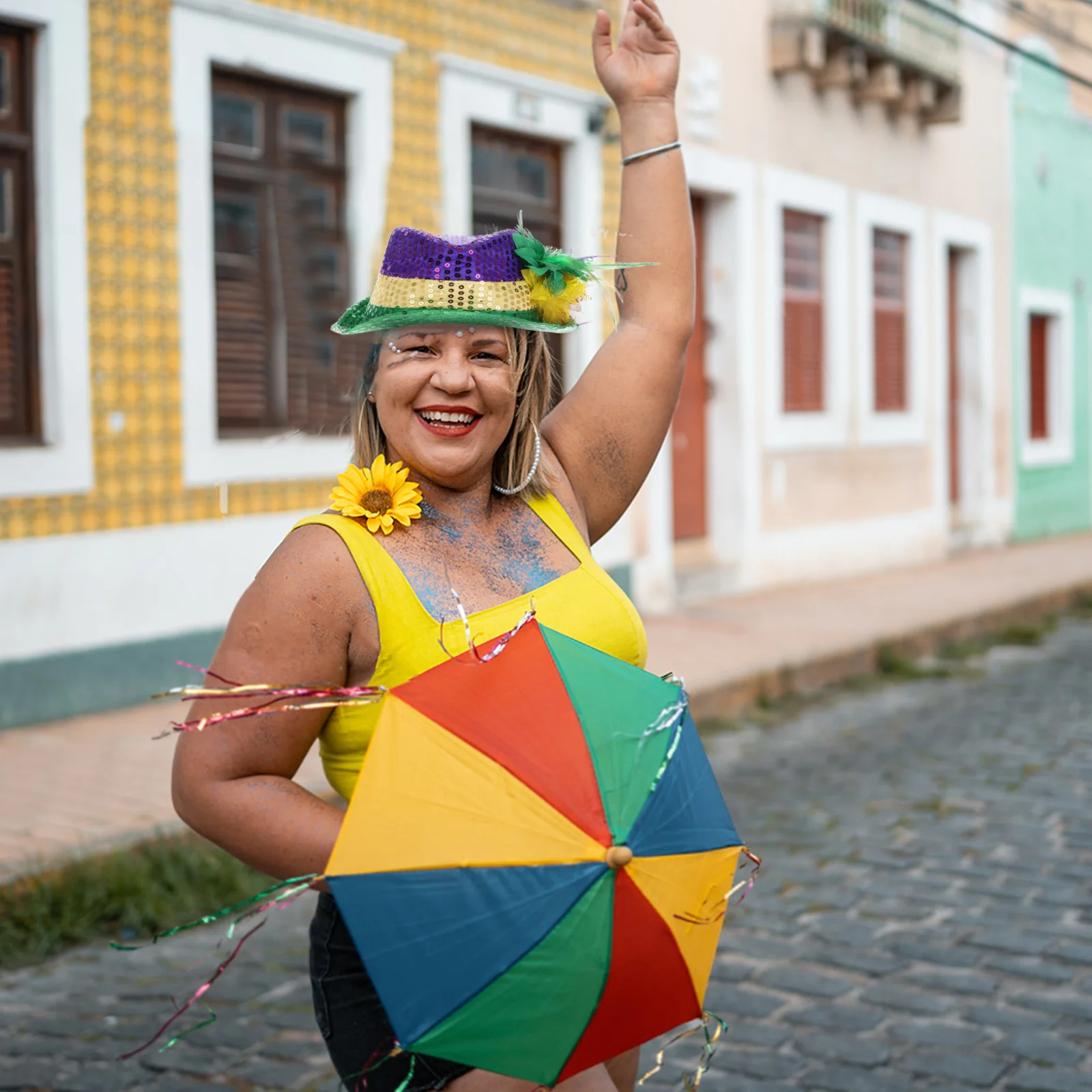 

Sparkling Sequin Hat Gold Purple Green Tricolor Jazz Party Hat For Carnival Mardi Gras Costume Stage Dance Event Accessory