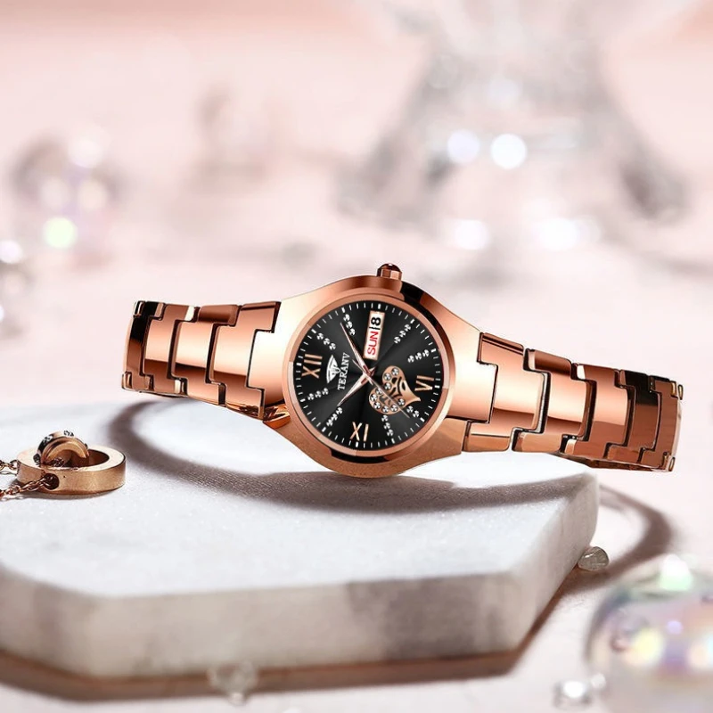 Ladies Watch, Small Fashion Diamond Set Luxury Calendar Quartz Watch