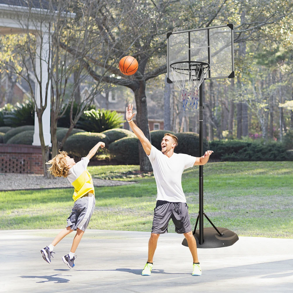 Portable Basketball System, 7.5-9.2ft Height Adjustable, With 32-inch Backboard High Strength Triangular Base With Wheels