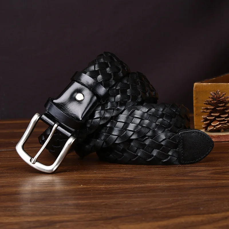 38cm-多用途-ハンドメイド-メンズ-本革織りベルト、トップレイヤー牛革織りベルト-メンズ用