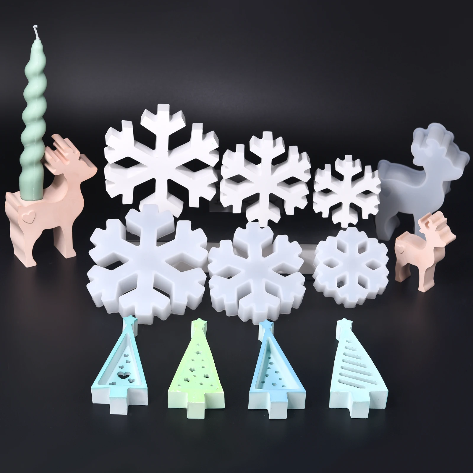 DIY Christmas Tree Epoxy Resin Mold Christmas Day Candle Soap Casting Molds Gypsum Cement Silicone Mold Home Decor Reisn Mold