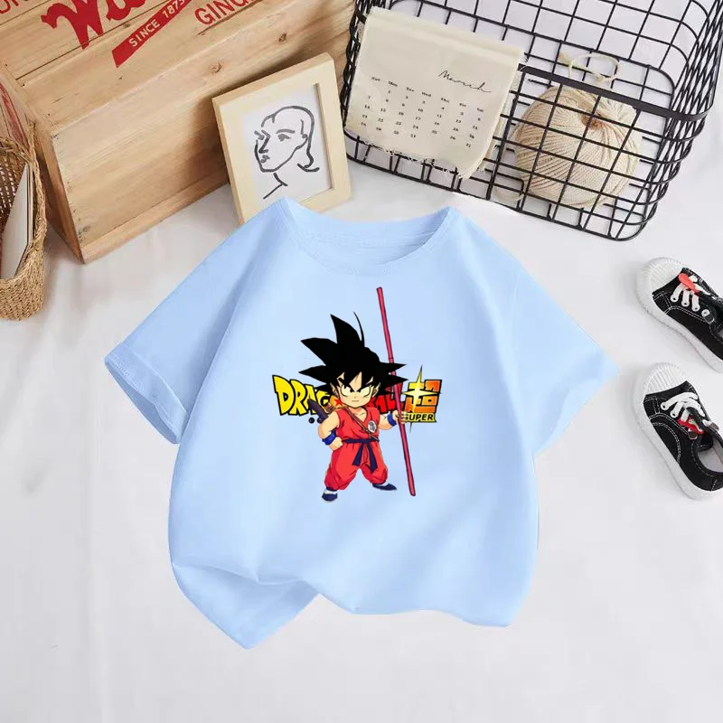 Girl Clothes 2024 Summer 2 to 12 Year Children\'s Clothing Goku Dragonball Boys Couple T-shirt Top Mother Kids