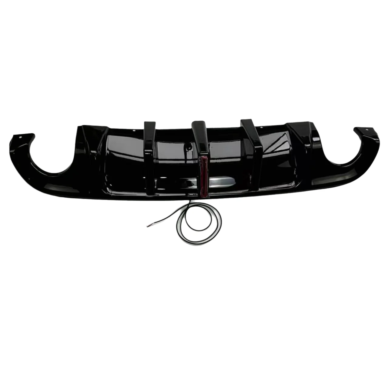 Modified Rear Lip with Vertical Strip Lights Rear Diffuser for Infiniti Q50 2014-2017 Gloss Black & Carbon Fiber Texture