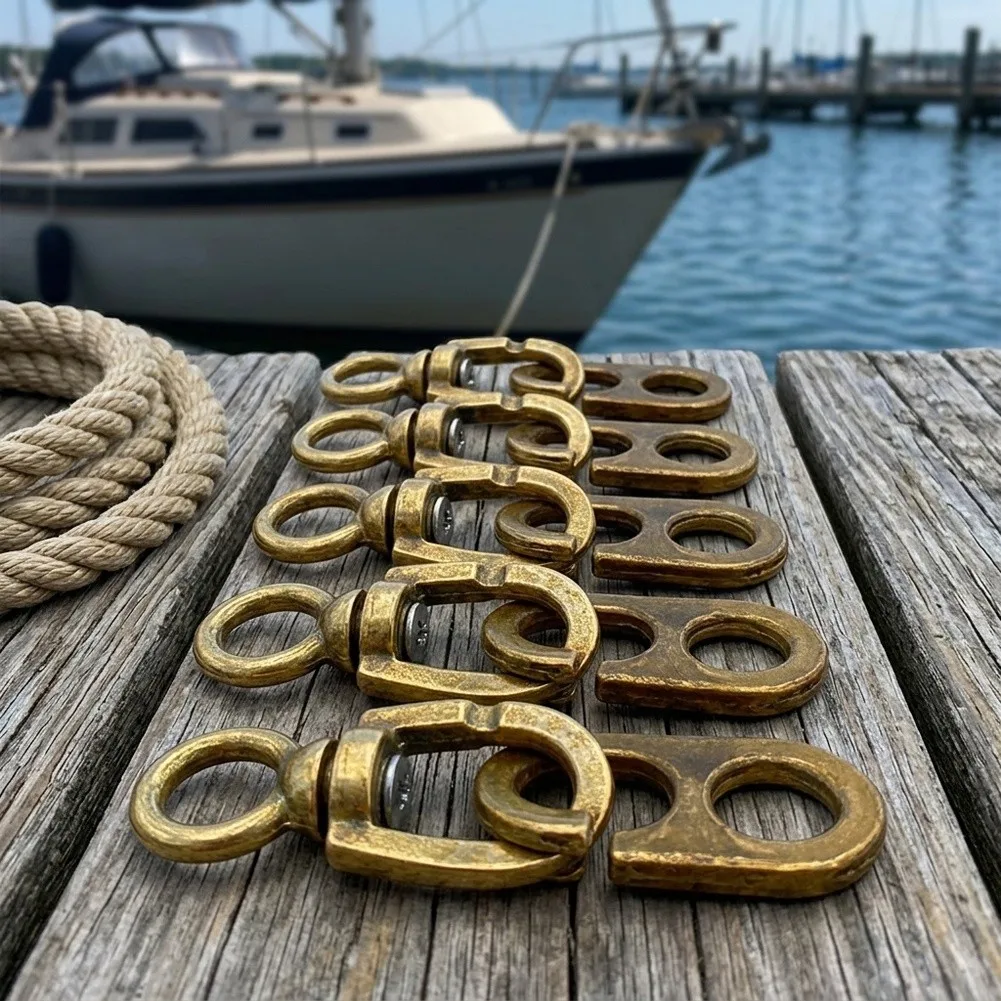 Solid Brass Swivel Snap Hook Kitesurf Yacht Sailing Hardware Brass Swivel Snap Hook 360 Degree Rotation Robust Spring Latch